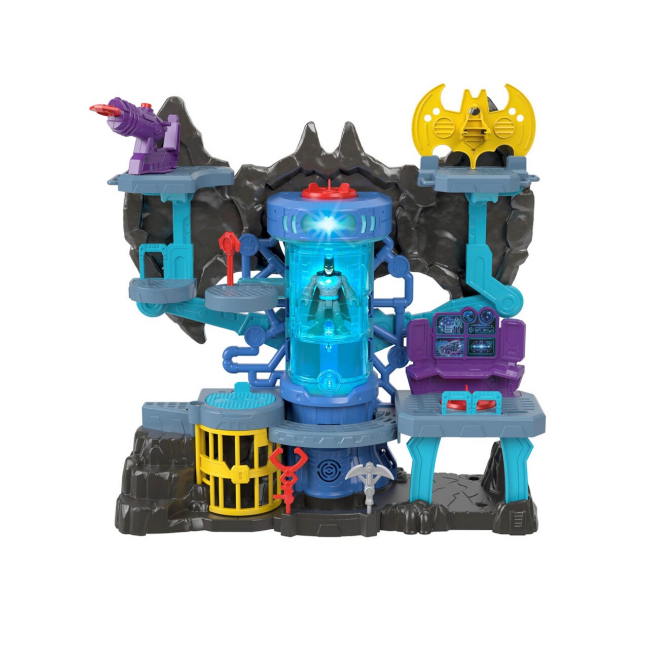 Imaginext DC Super Friends Batman Figure And Bat-Tech Batcave Playset With Lights and Sounds
